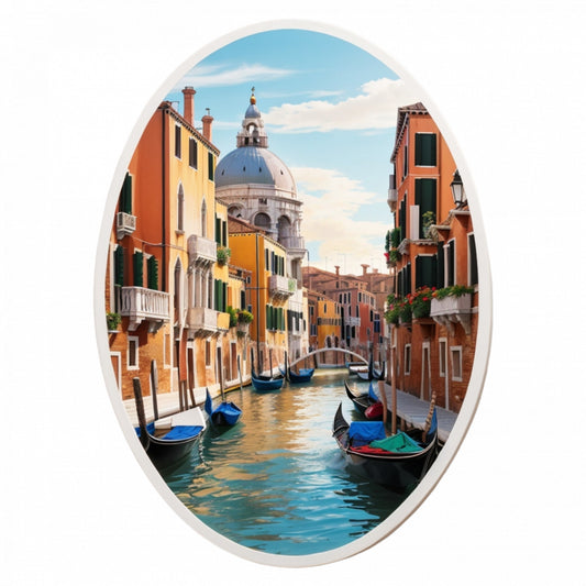 Set 2 bucati, Sticker decorativ, Orasul Venetia canale, Rezistent la apa, NO6042, 16 cm, Multicolor