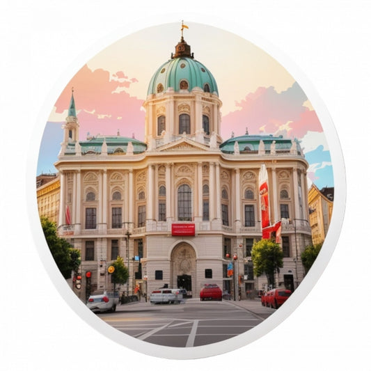 Set 2 bucati, Sticker decorativ, Orasul Vienna, Rezistent la apa, NO6050, 16 cm, Multicolor