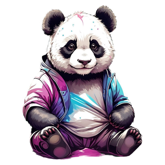 Set 2 bucati, Sticker decorativ, Panda in jacheta, Rezistent la apa, NO6379, 16 cm, Multicolor