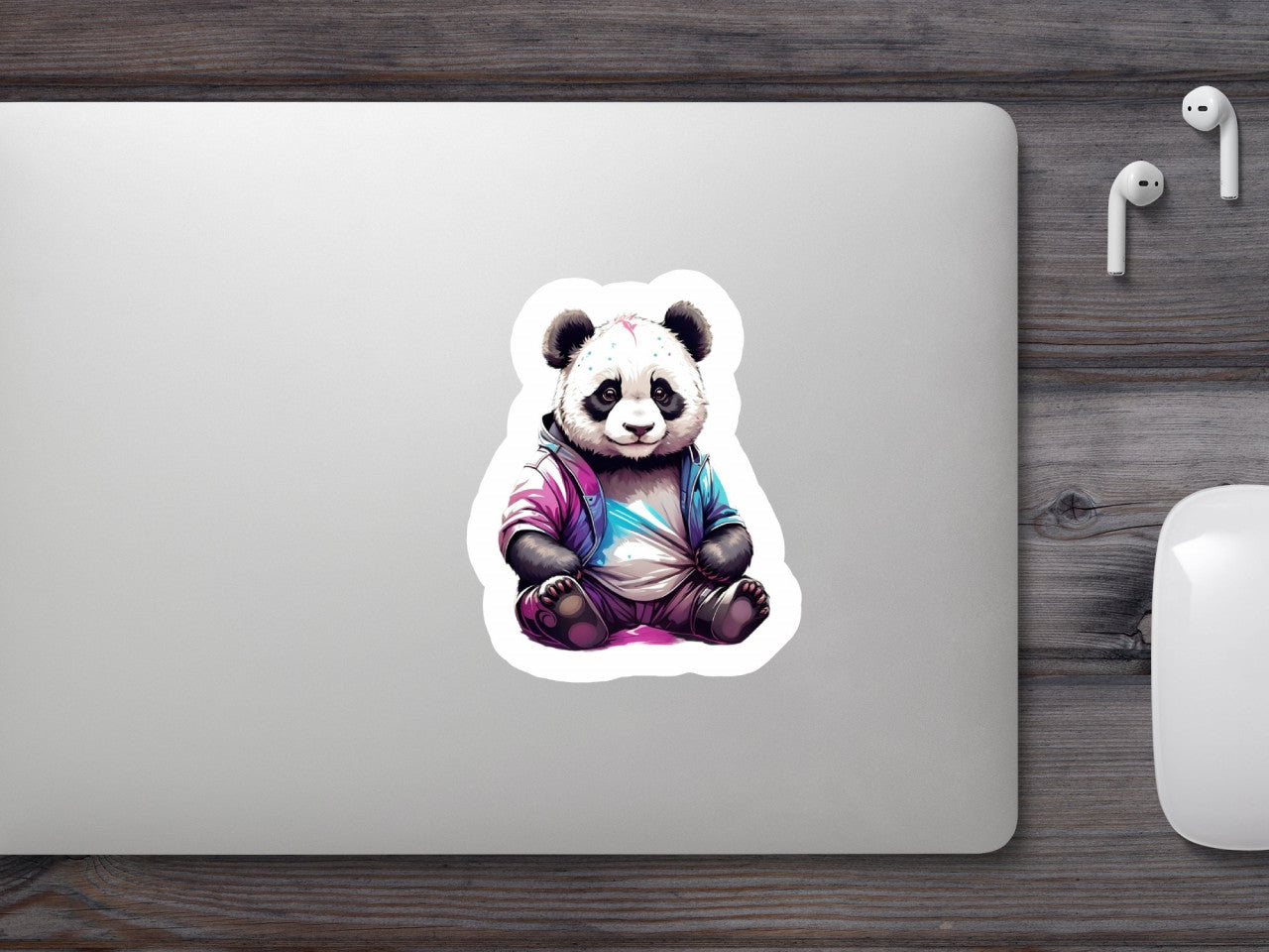 Set 2 bucati, Sticker decorativ, Panda in jacheta, Rezistent la apa, NO6379, 16 cm, Multicolor