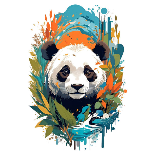 Set 2 bucati, Sticker decorativ, Panda in natura, Rezistent la apa, NO6427, 16 cm, Multicolor