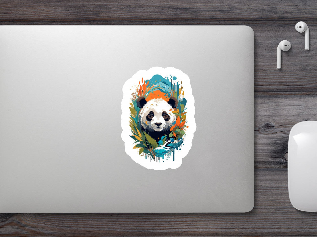 Set 2 bucati, Sticker decorativ, Panda in natura, Rezistent la apa, NO6427, 16 cm, Multicolor