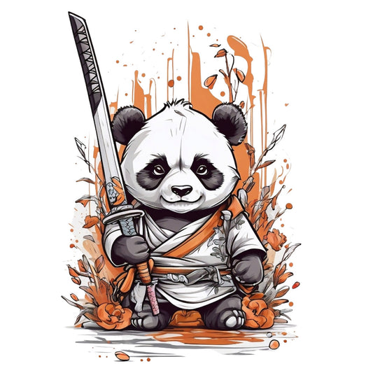 Set 2 bucati, Sticker decorativ, Panda ninja, Rezistent la apa, NO6402, 16 cm, Multicolor