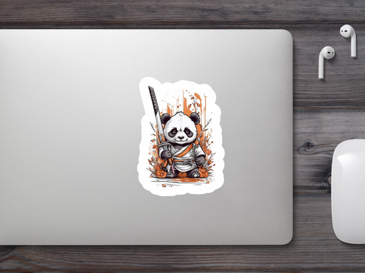 Set 2 bucati, Sticker decorativ, Panda ninja, Rezistent la apa, NO6402, 16 cm, Multicolor