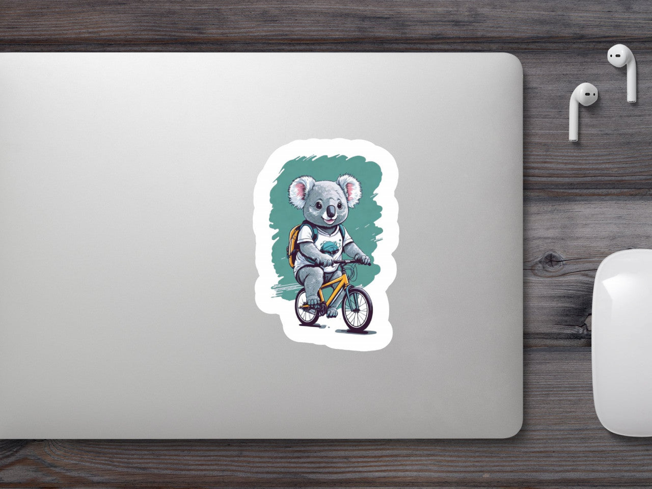 Set 2 bucati, Sticker decorativ, Panda pe bicicleta, Rezistent la apa, NO6469, 16 cm, Multicolor