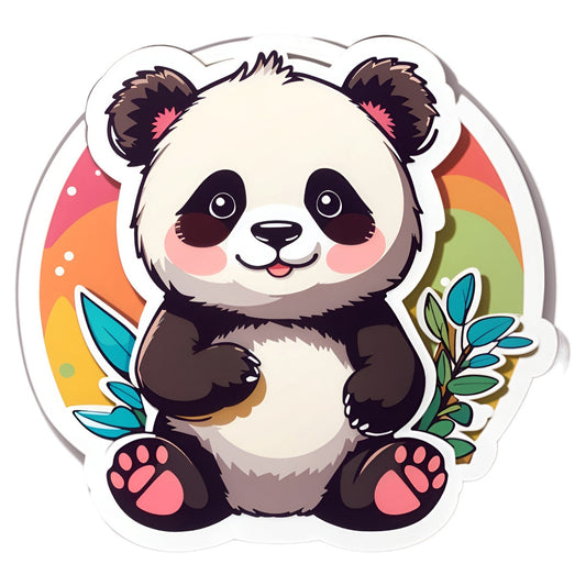 Set 2 bucati, Sticker decorativ, Panda vesel, Rezistent la apa, NO6570, 16 cm, Multicolor