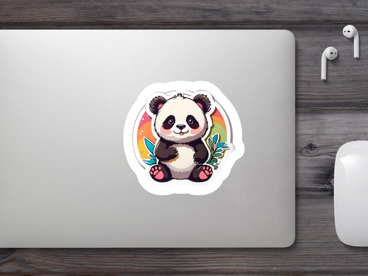 Set 2 bucati, Sticker decorativ, Panda vesel, Rezistent la apa, NO6570, 16 cm, Multicolor