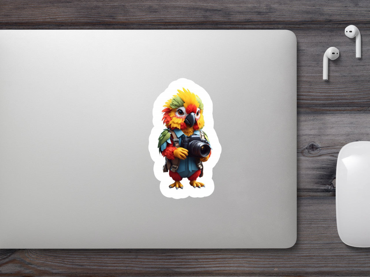 Set 2 bucati, Sticker decorativ, Paoagal fotograf, Rezistent la apa, NO6388, 16 cm, Multicolor