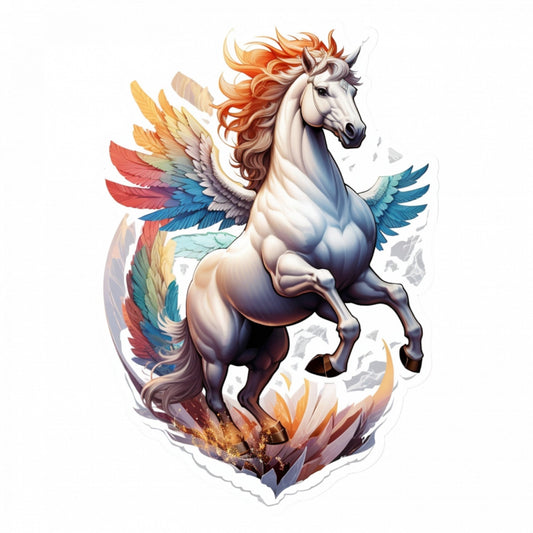 Set 2 bucati, Sticker decorativ, Pegasus personaj mitologic, Rezistent la apa, NO5726, 16 cm, Multicolor