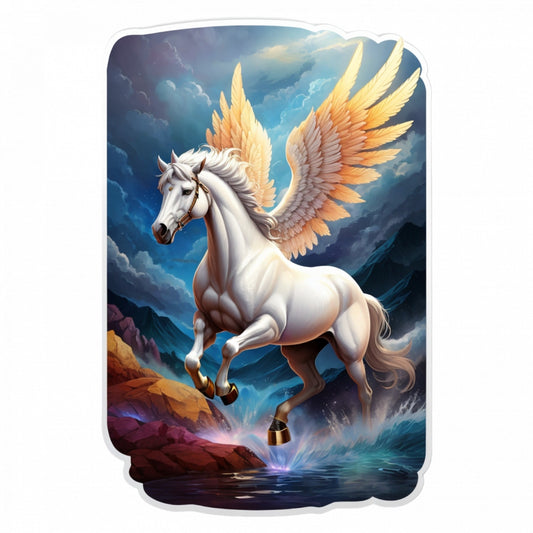 Set 2 bucati, Sticker decorativ, Pegasus, Rezistent la apa, NO5724, 16 cm, Multicolor