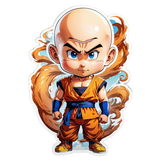 Set 2 bucati, Sticker decorativ, Personaj Krillin dragon ball, Rezistent la apa, NO6810, 16 cm, Multicolor
