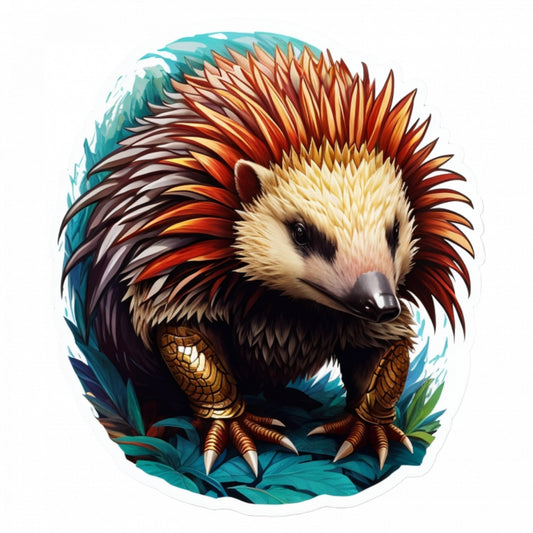 Set 2 bucati, Sticker decorativ, Personaj mitologic Echidna, Rezistent la apa, NO5204, 16 cm, Multicolor