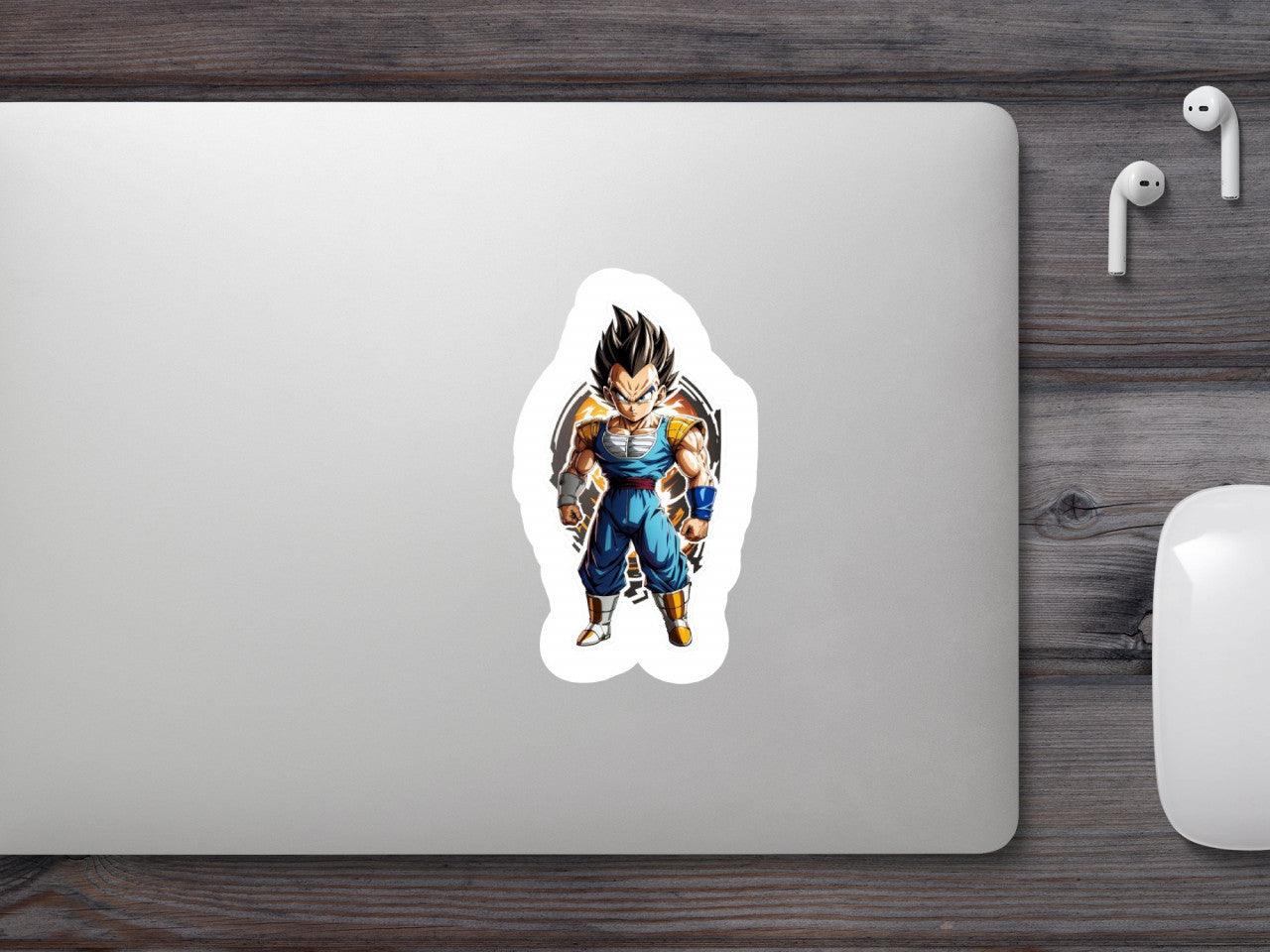 Set 2 bucati, Sticker decorativ, Personaj Vegeta Dragon Ball cu mansete, Rezistent la apa, NO6909, 16 cm, Multicolor
