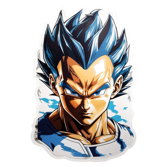 Set 2 bucati, Sticker decorativ, Personaj Vegeta Dragon Ball incruntat, Rezistent la apa, NO6908, 16 cm, Multicolor