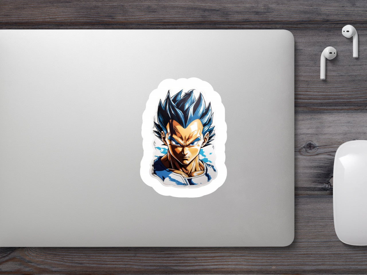 Set 2 bucati, Sticker decorativ, Personaj Vegeta Dragon Ball incruntat, Rezistent la apa, NO6908, 16 cm, Multicolor