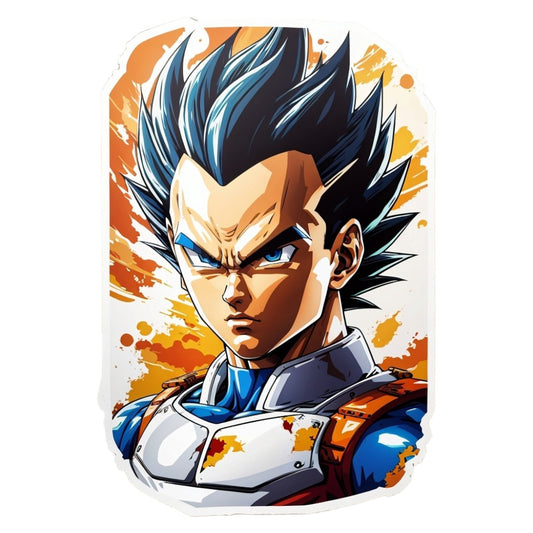 Set 2 bucati, Sticker decorativ, Personaj Vegeta Dragon Ball portret, Rezistent la apa, NO6907, 16 cm, Multicolor
