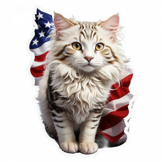 Set 2 bucati, Sticker decorativ, Pisica American Curl, Rezistent la apa, NO4905, 16 cm, Multicolor
