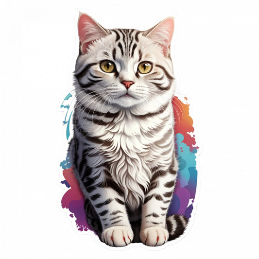 Set 2 bucati, Sticker decorativ, Pisica Americana cu par scurt, Rezistent la apa, NO4901, 16 cm, Multicolor