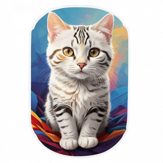 Set 2 bucati, Sticker decorativ, Pisica Americana cu par scurt, Rezistent la apa, NO4902, 16 cm, Multicolor