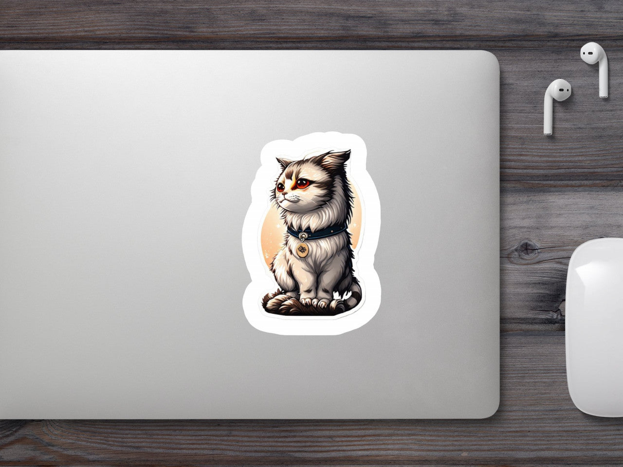 Set 2 bucati, Sticker decorativ, Pisica cu medalion, Rezistent la apa, NO7032, 16 cm, Multicolor