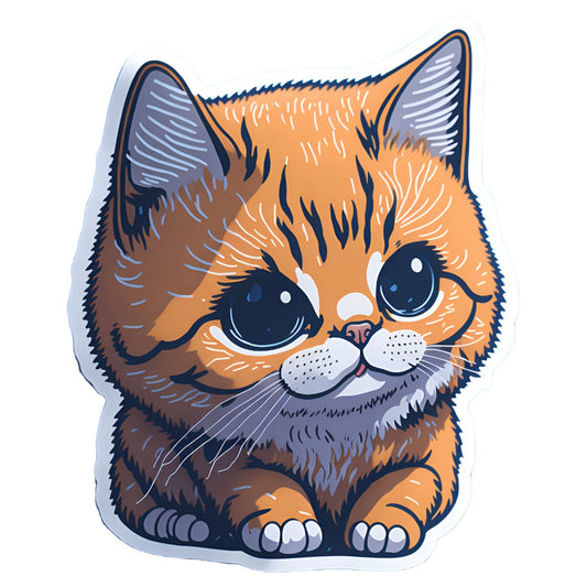 Set 2 bucati, Sticker decorativ, Pisica cu ochi mari, Rezistent la apa, NO6579, 16 cm, Multicolor