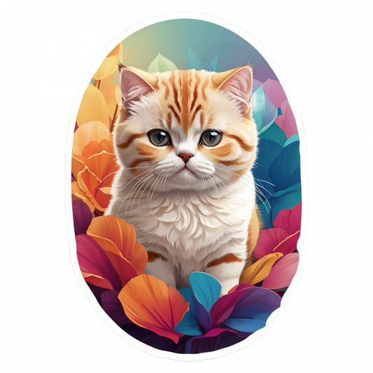 Set 2 bucati, Sticker decorativ, Pisica exotic shorthair, Rezistent la apa, NO5240, 16 cm, Multicolor