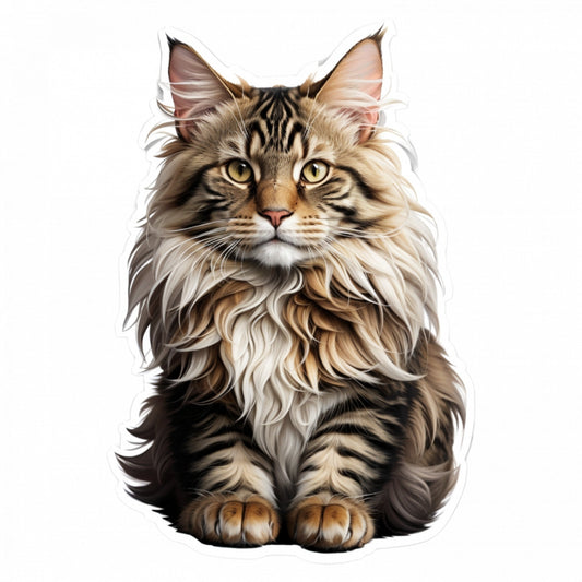 Set 2 bucati, Sticker decorativ, Pisica Maine Coon, Rezistent la apa, NO5555, 16 cm, Multicolor