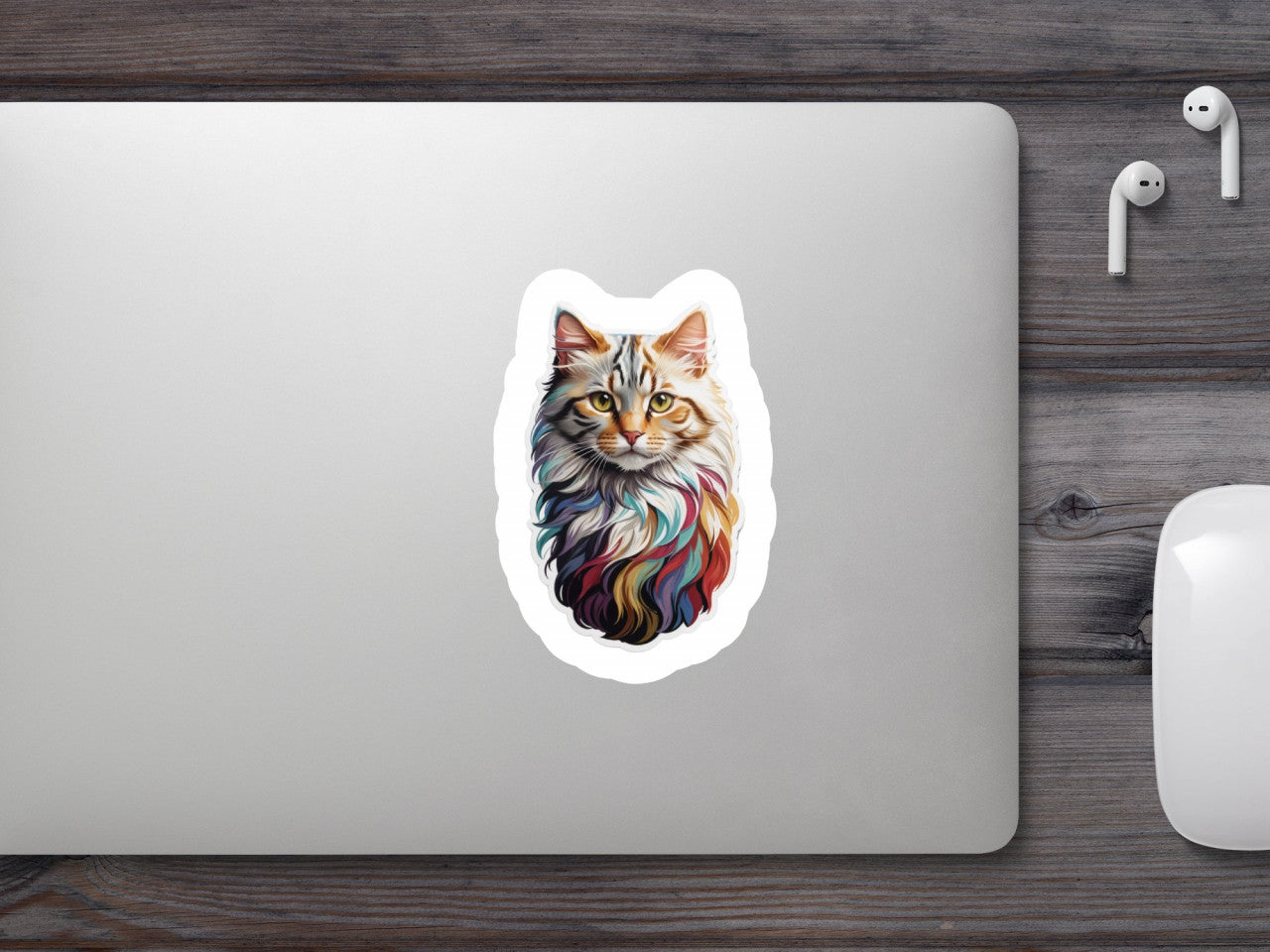Set 2 bucati, Sticker decorativ, Pisica Maine Coon, Rezistent la apa, NO5553, 16 cm, Multicolor