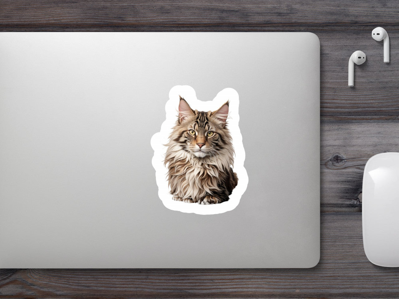 Set 2 bucati, Sticker decorativ, Pisica Maine Coon, Rezistent la apa, NO5554, 16 cm, Multicolor