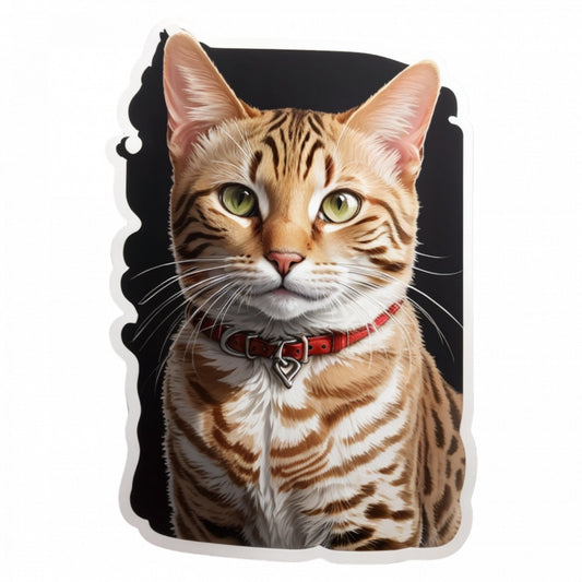 Set 2 bucati, Sticker decorativ, Pisica Ocicat, Rezistent la apa, NO5678, 16 cm, Multicolor