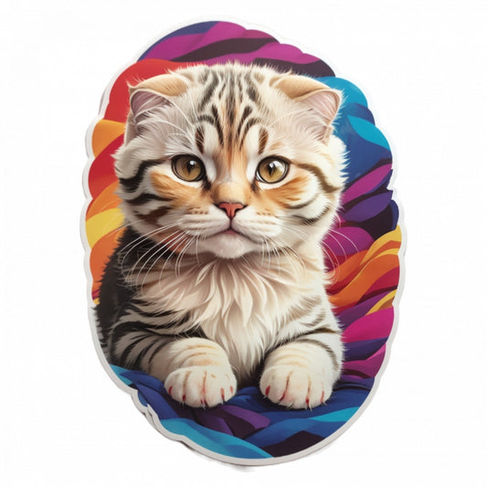 Set 2 bucati, Sticker decorativ, Pisica Scottish Fold, Rezistent la apa, NO5880, 16 cm, Multicolor