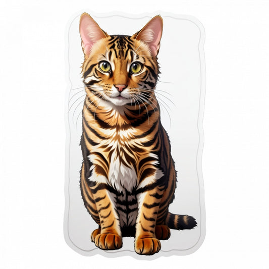 Set 2 bucati, Sticker decorativ, Pisica Toyger, Rezistent la apa, NO6016, 16 cm, Multicolor