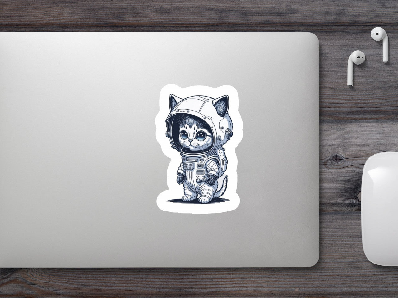 Set 2 bucati, Sticker decorativ, Pisicuta astronaut, Rezistent la apa, NO6265, 16 cm, Multicolor