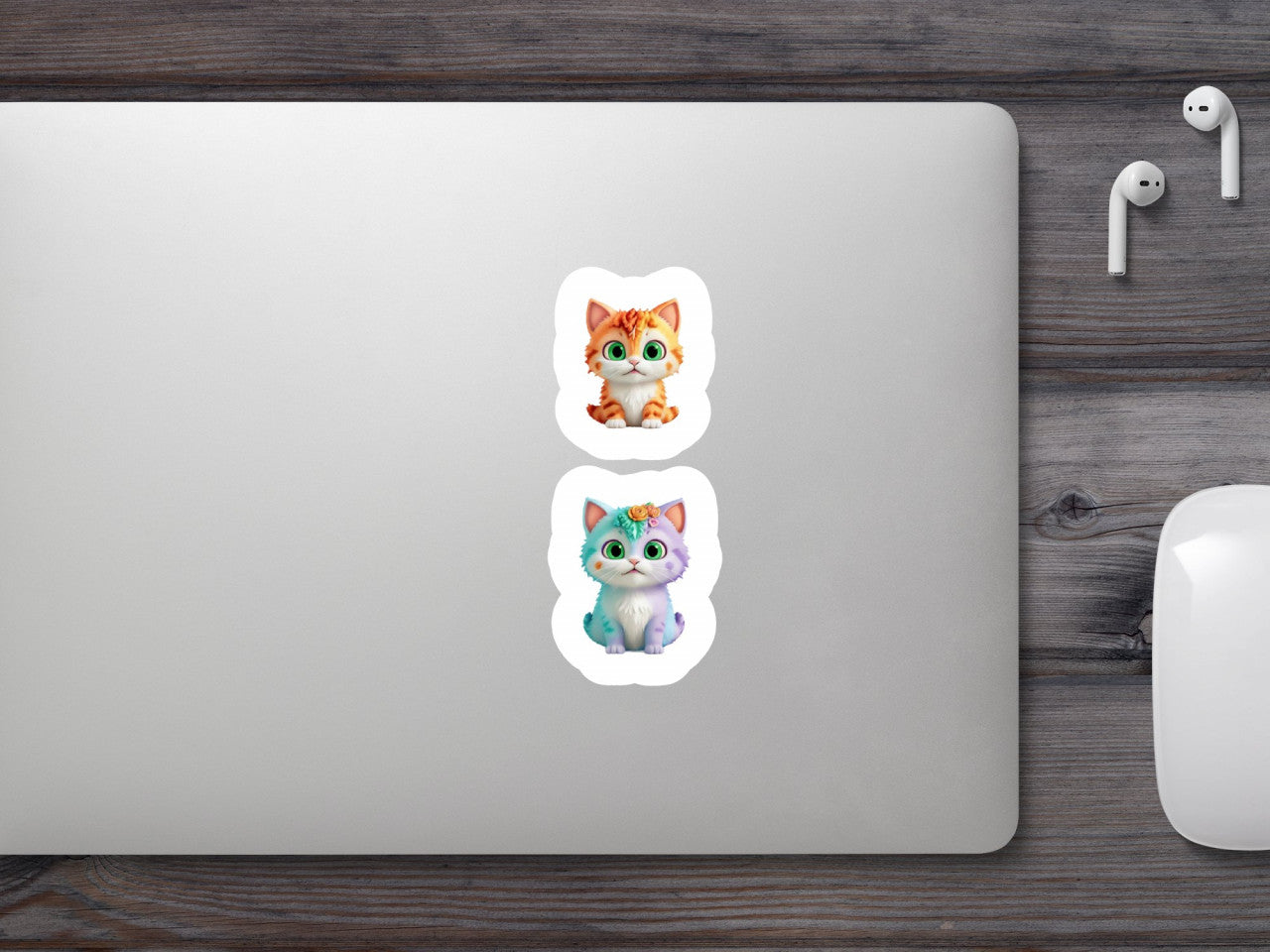 Set 2 bucati, Sticker decorativ, Pisoi atenti, Rezistent la apa, NO6595, 16 cm, Multicolor