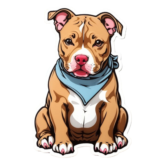 Set 2 bucati, Sticker decorativ, Pitt bull cu bandana, Rezistent la apa, NO6848, 16 cm, Multicolor