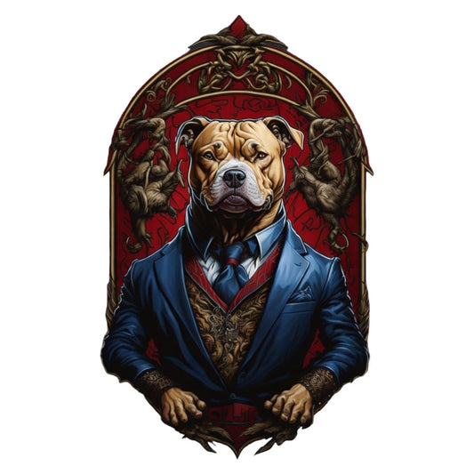 Set 2 bucati, Sticker decorativ, Pittbull in costum, Rezistent la apa, NO6996, 16 cm, Multicolor