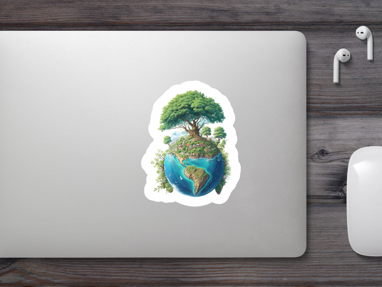 Set 2 bucati, Sticker decorativ, Planeta pamant cu jungla, Rezistent la apa, NO6679, 16 cm, Multicolor