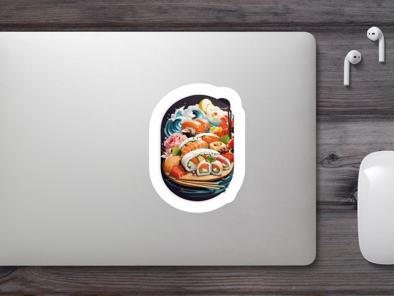 Set 2 bucati, Sticker decorativ, Platou cu Sushi, Rezistent la apa, NO6896, 16 cm, Multicolor