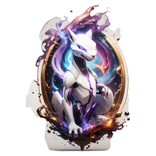 Set 2 bucati, Sticker decorativ, Pokemon Mewtwo, Rezistent la apa, NO6825, 16 cm, Multicolor
