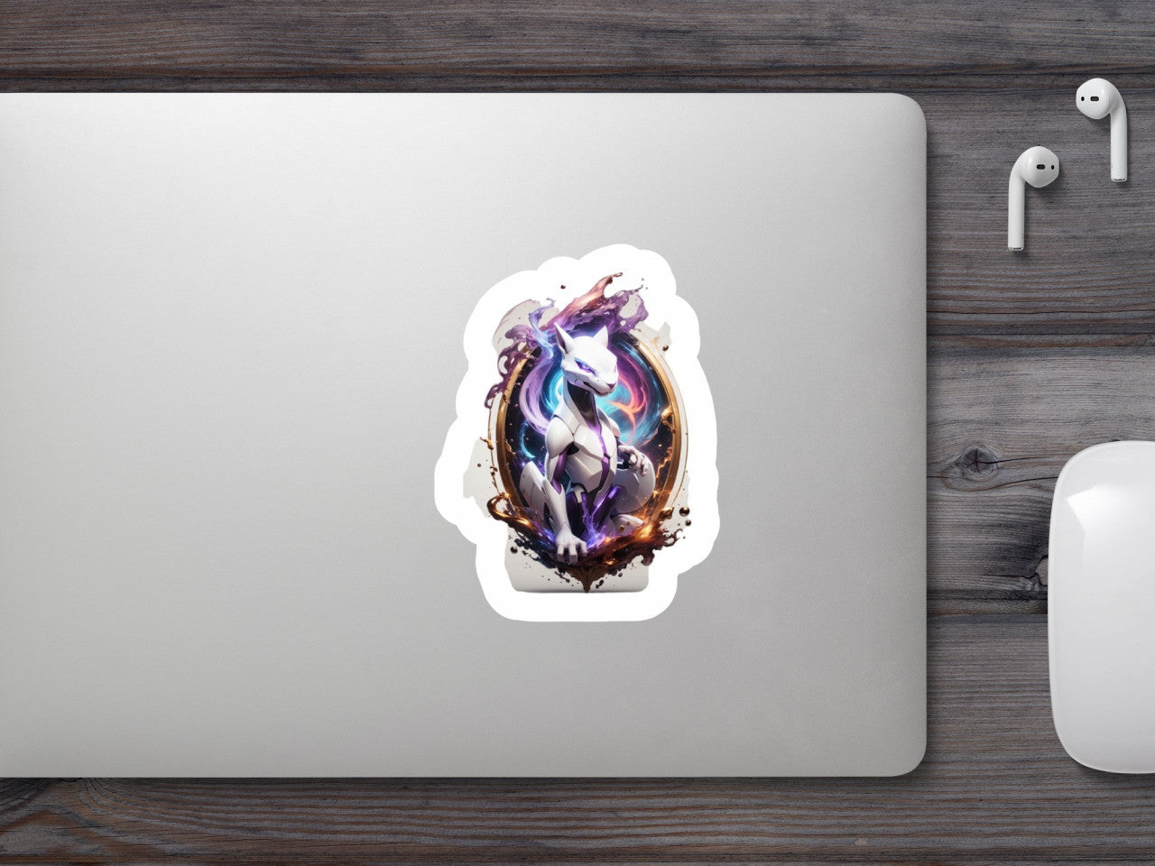 Set 2 bucati, Sticker decorativ, Pokemon Mewtwo, Rezistent la apa, NO6825, 16 cm, Multicolor