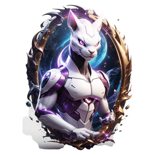 Set 2 bucati, Sticker decorativ, Pokemon Mewtwo, Rezistent la apa, NO6826, 16 cm, Multicolor