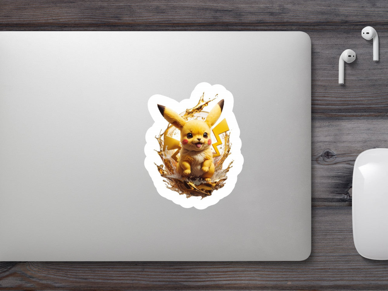 Set 2 bucati, Sticker decorativ, Pokemon Pikachu vesel, Rezistent la apa, NO6845, 16 cm, Multicolor