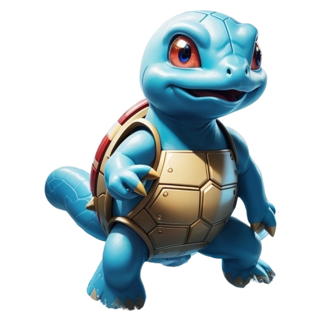 Set 2 bucati, Sticker decorativ, Pokemon Squirtle cu platosa, Rezistent la apa, NO6883, 16 cm, Multicolor