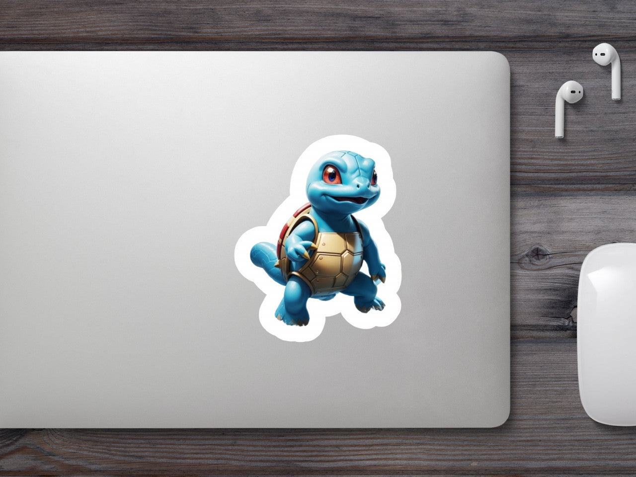 Set 2 bucati, Sticker decorativ, Pokemon Squirtle cu platosa, Rezistent la apa, NO6883, 16 cm, Multicolor