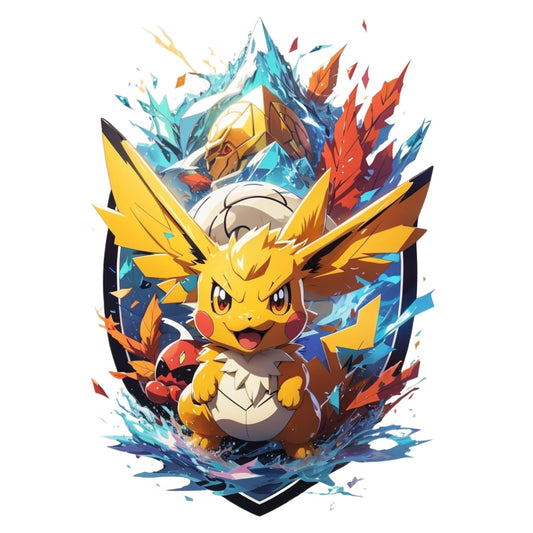 Set 2 bucati, Sticker decorativ, Pokemon suparat, Rezistent la apa, NO6854, 16 cm, Multicolor