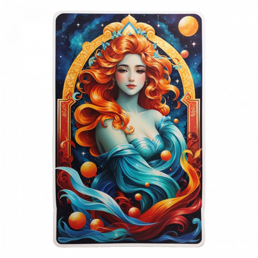 Set 2 bucati, Sticker decorativ, Portret fata simbol zodia varsator bust, Rezistent la apa, NO4860, 16 cm, Multicolor