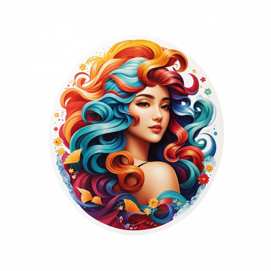 Set 2 bucati, Sticker decorativ, Portret fata zodia pesti, Rezistent la apa, NO4862, 16 cm, Multicolor