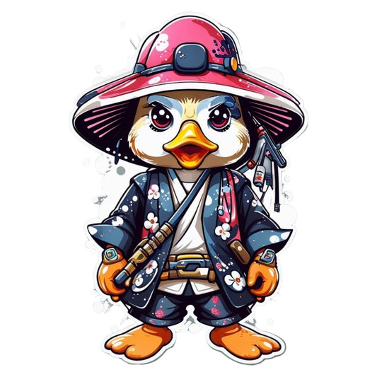 Set 2 bucati, Sticker decorativ, Ratusca samurai, Rezistent la apa, NO6371, 16 cm, Multicolor