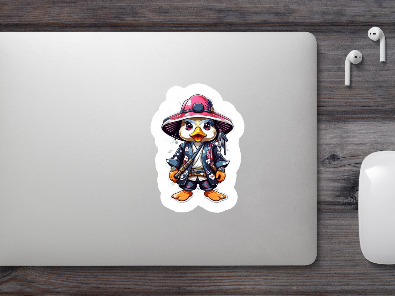 Set 2 bucati, Sticker decorativ, Ratusca samurai, Rezistent la apa, NO6371, 16 cm, Multicolor