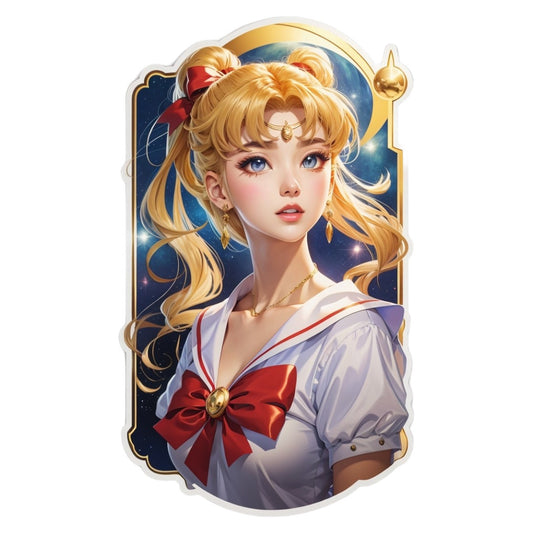 Set 2 bucati, Sticker decorativ, Sailor Moon cu codite, Rezistent la apa, NO6869, 16 cm, Multicolor